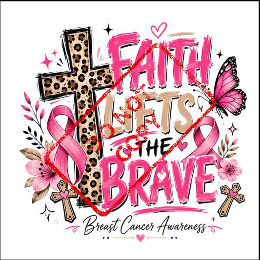Breast Cancer Awareness graphic with leopard print cross, pink ribbons, and text.