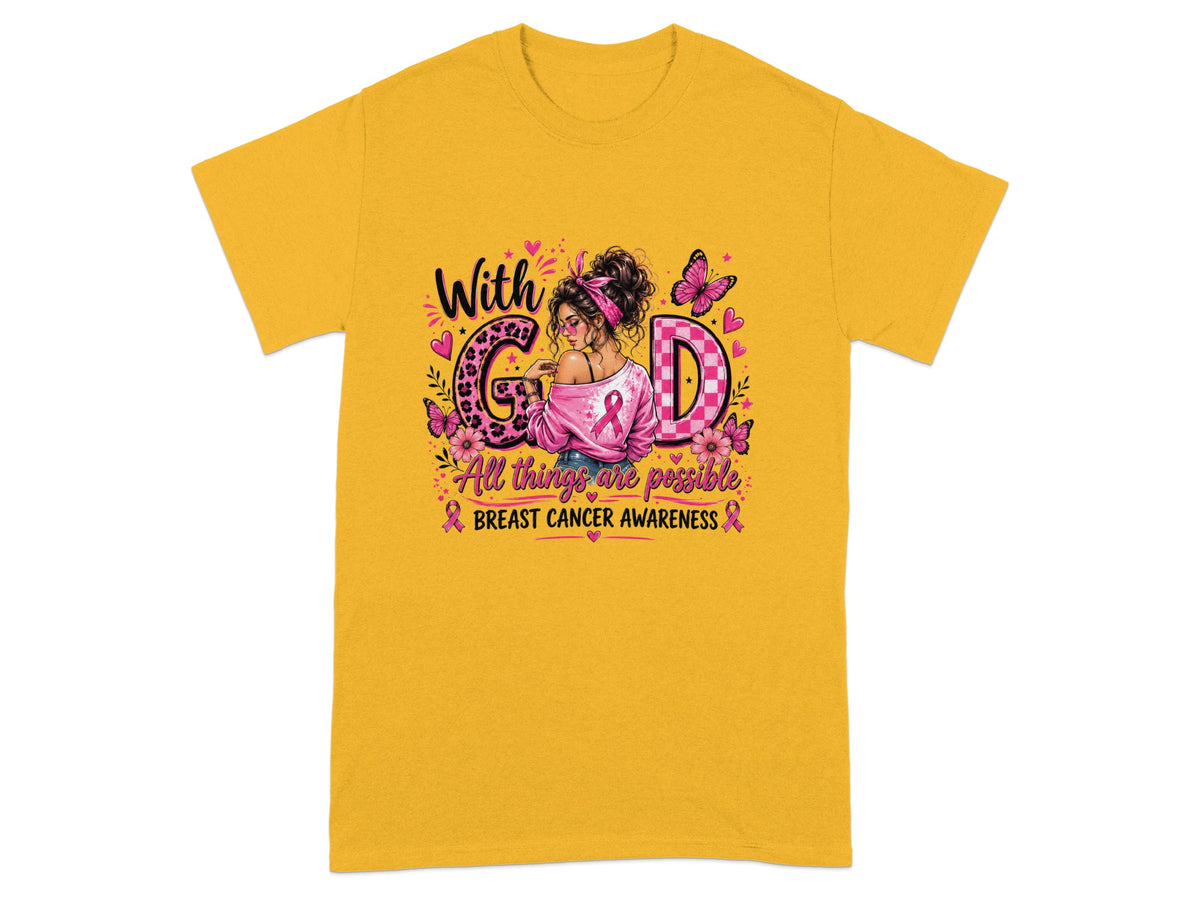 With God, all things are possible Breast Cancer Awareness graphic.