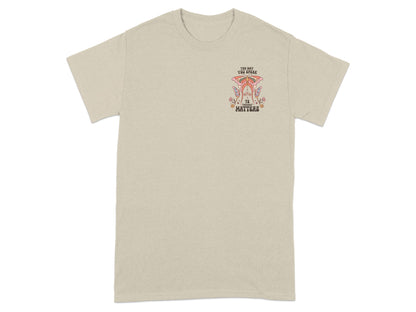 Beige t-shirt with "The way you speak to yourself matters" text and butterfly graphic.