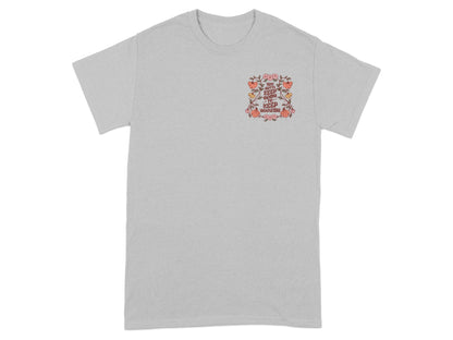 Gray t-shirt with floral design and text "You Gotta Keep Going To Keep Growing."